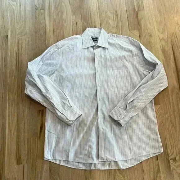 Club Room Easy Care pink and blue pinstriped‎ button down - size 16.5/ 34/35 / L - Picture 1 of 6